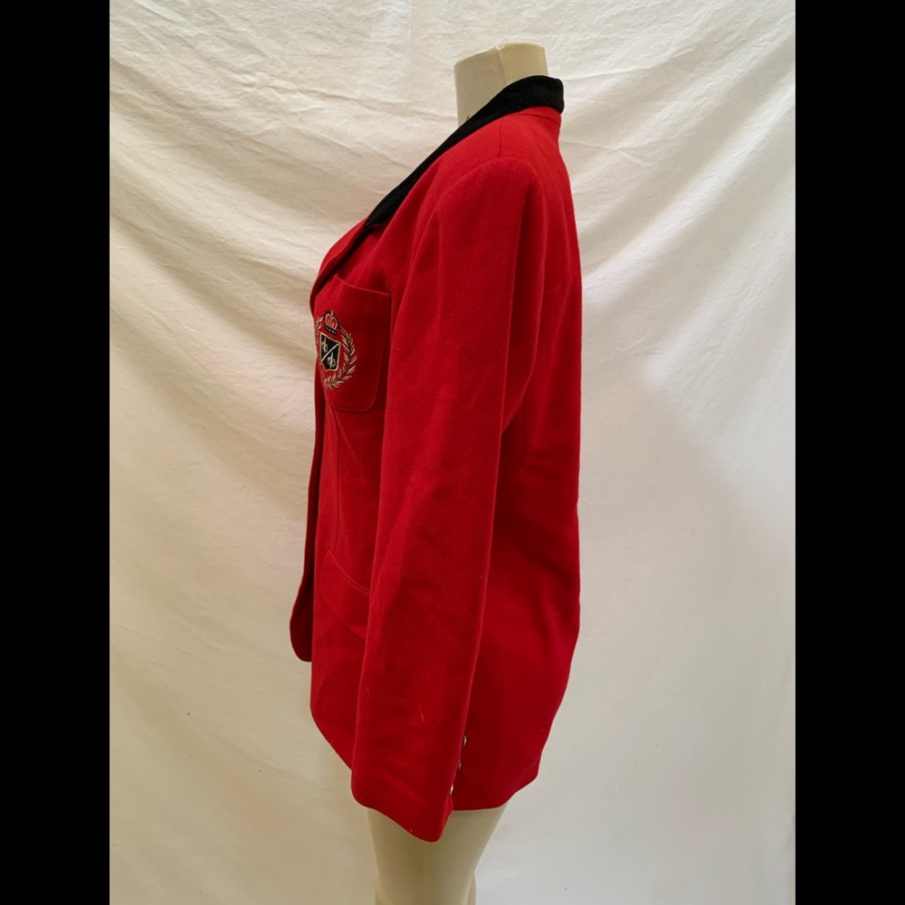 VTG Norton McNaughton Size 8 Red Blazer With Black Velvet Collar - Picture 5 of 11
